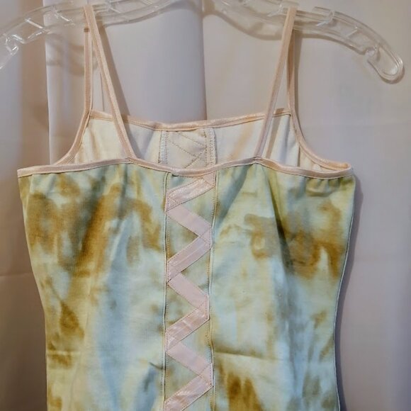 Nwt Tie Dye Corset look Tank top Cami women S Mint green brown Spaghetti strap - Picture 7 of 8